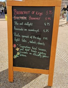 Food menu outside 113.