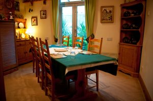Beautiful dining room with garden view.